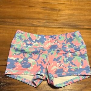 Fleo Pink and Blue Athletic Shorts with Wide Waistband